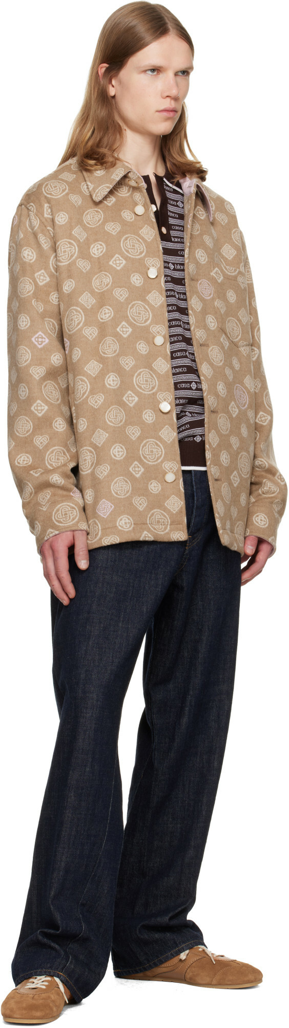 Casablanca Beige Monogram Wool Overshirt
