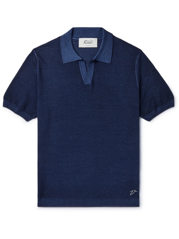Photo: VALSTAR - Wool and Silk-Blend Polo Shirt - Blue - S
