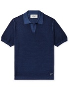 VALSTAR - Wool and Silk-Blend Polo Shirt - Blue - S