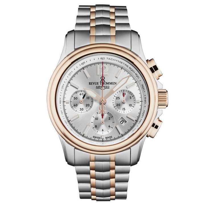 Photo: Revue Thommen Air Speed Chronograph Automatic Silver Dial Mens Watch 16041.6452