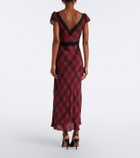 Rixo Iggy lace-trimmed plaid midi dress
