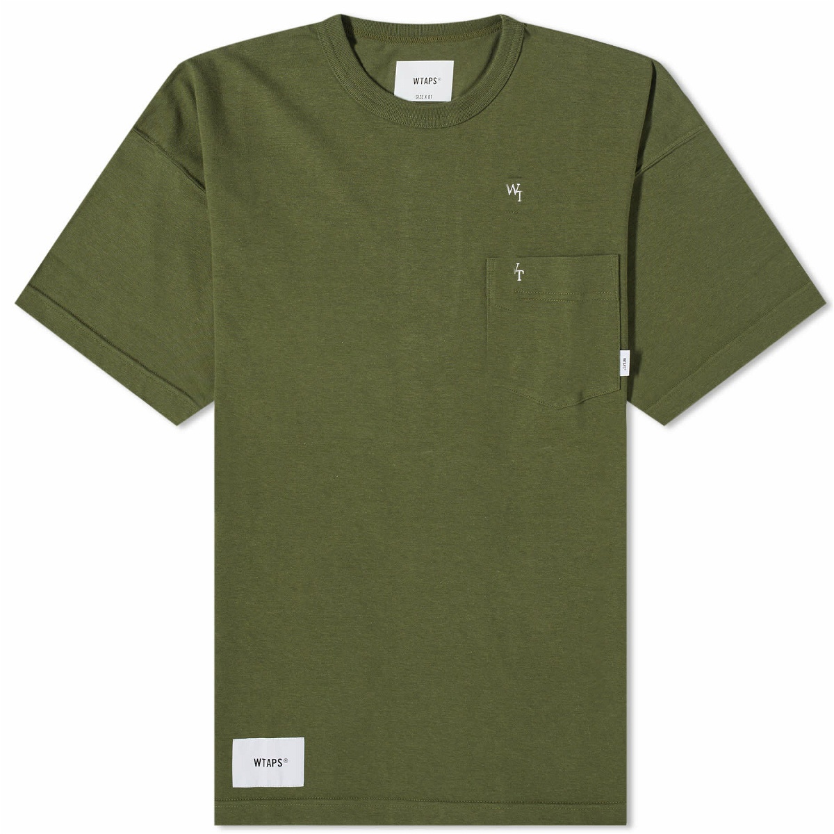 WTAPS Men's 5 Cut & Sew Back Print T-Shirt in Olive Drab WTAPS