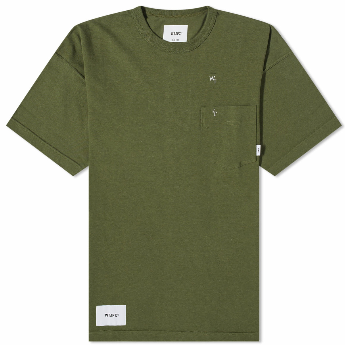 WTAPS Men's 5 Cut & Sew Back Print T-Shirt in Olive Drab WTAPS