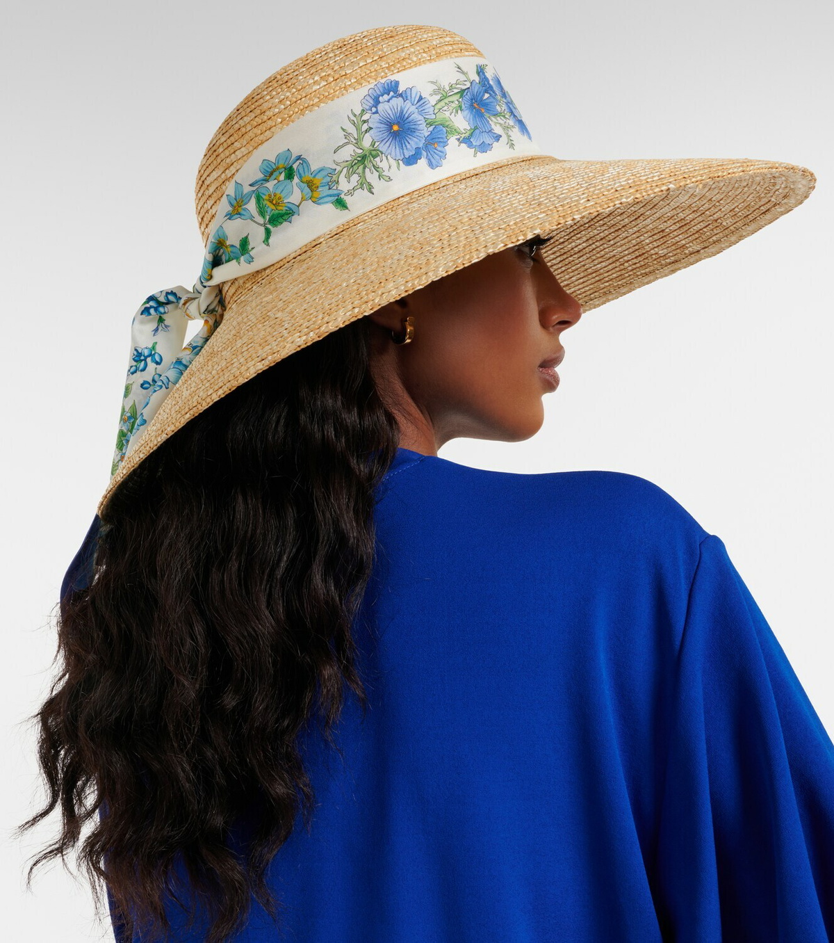Ferragamo Scarf-detail raffia sun hat