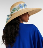 Ferragamo Scarf-detail raffia sun hat