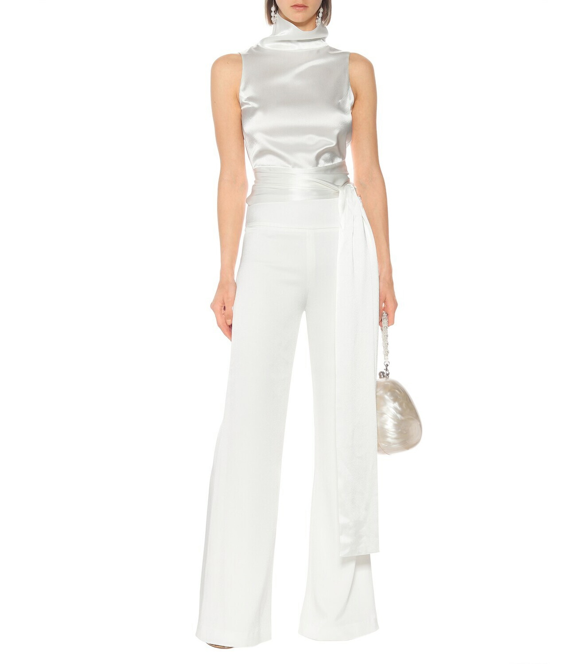 Galvan High-rise wide-leg crêpe pants