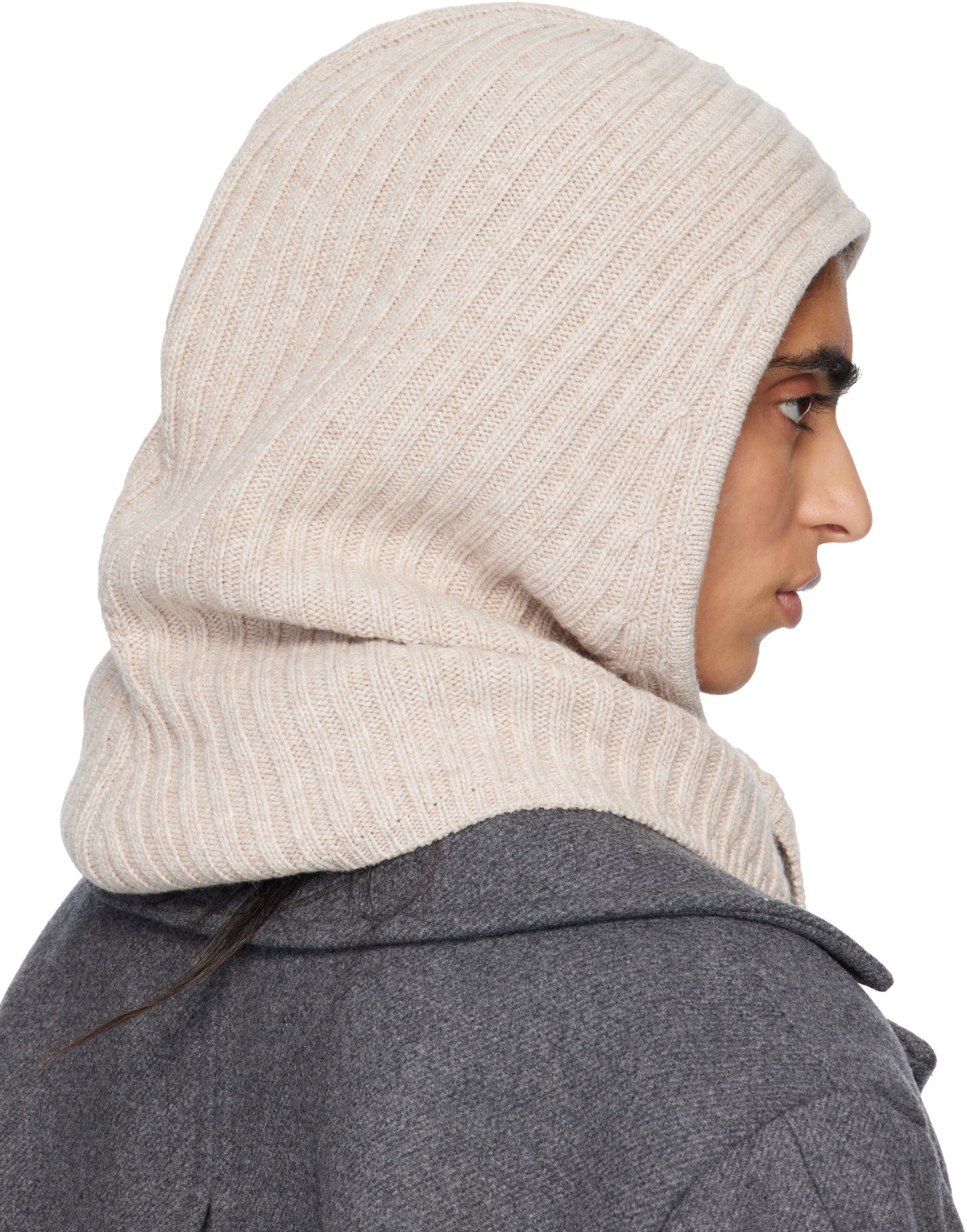GANNI Beige Wool Mix Balaclava