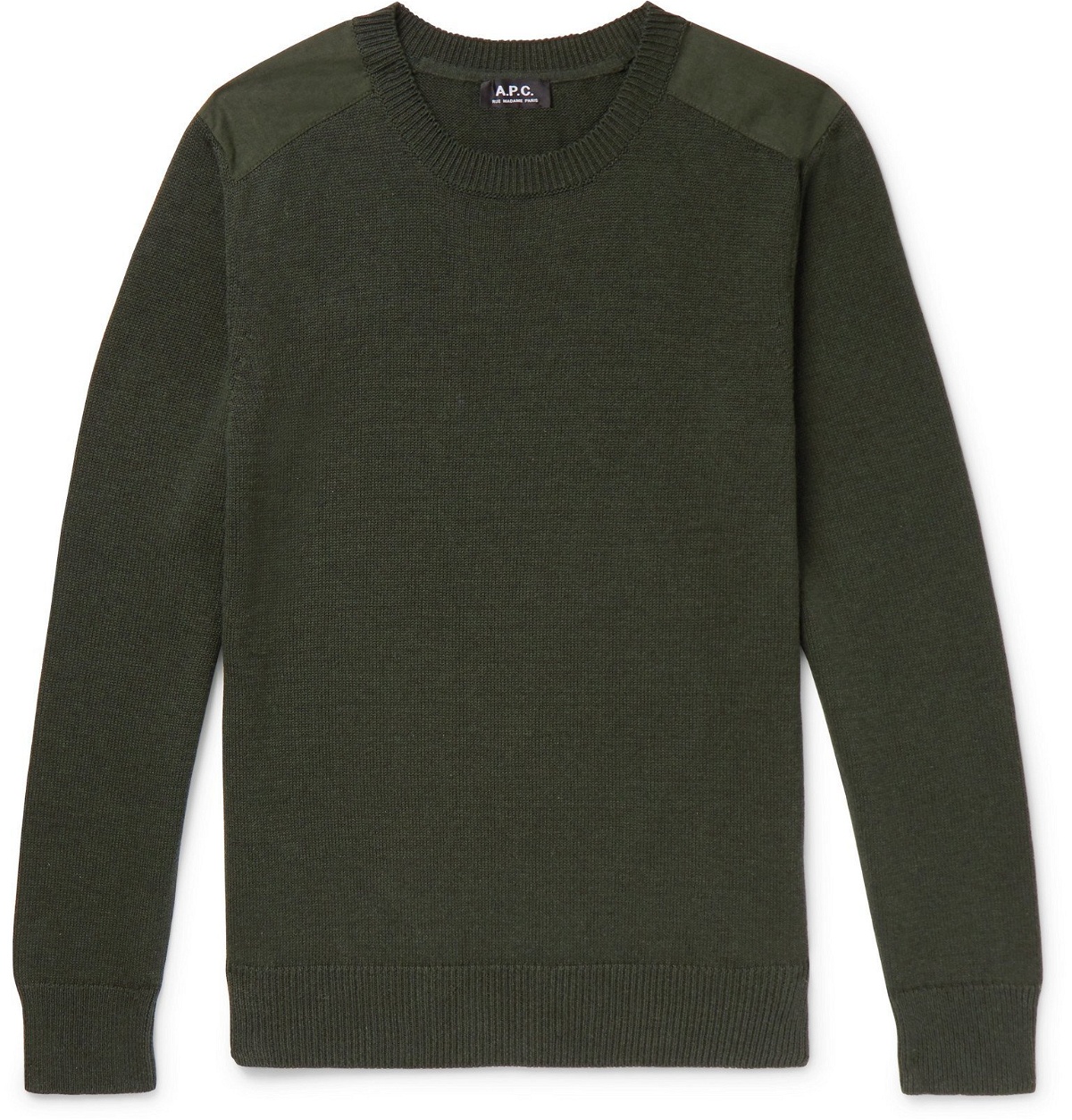 Photo: A.P.C. - Ranger Panelled Egyptian Cotton Sweater - Green