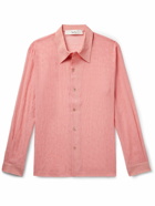 Séfr - Jagou Crinkled-Cotton and Silk-Blend Gauze-Jacquard Shirt - Pink
