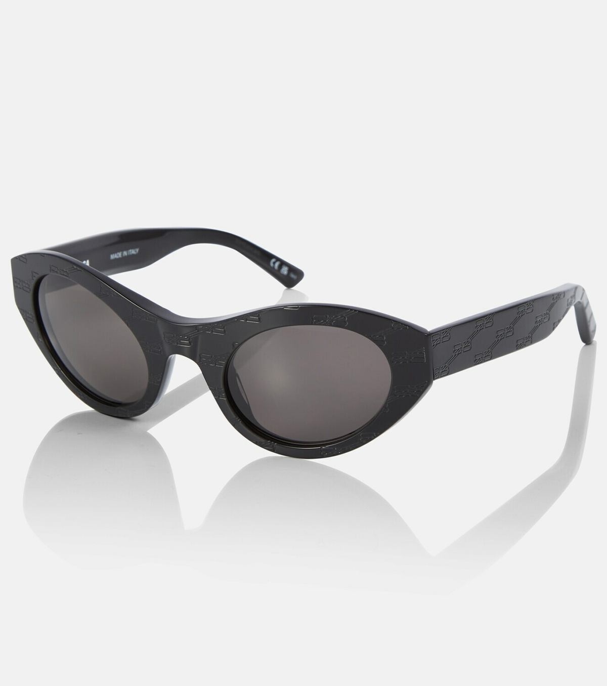 Balenciaga Silver/Black Monogram BB0015S Cat Eye Sunglasses