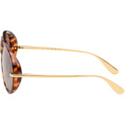 Bottega Veneta Brown & Gold Classic Aviator Sunglasses