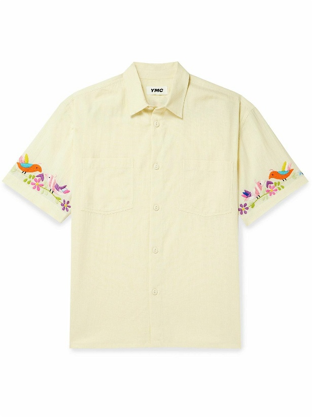 Photo: YMC - Mitchum Embroidered Cotton and Linen-Blend Shirt - White