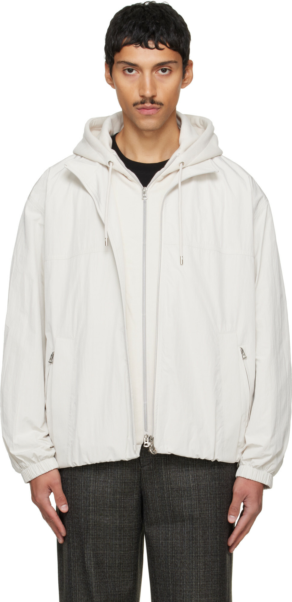 Solid Homme Off-White Layered Taffeta Jacket