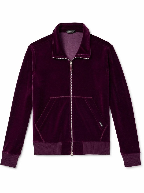 Photo: TOM FORD - Cotton-Blend Velour Track Jacket - Purple