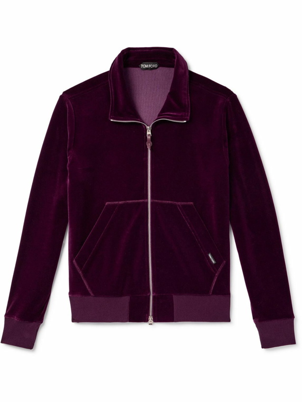 Photo: TOM FORD - Cotton-Blend Velour Track Jacket - Purple