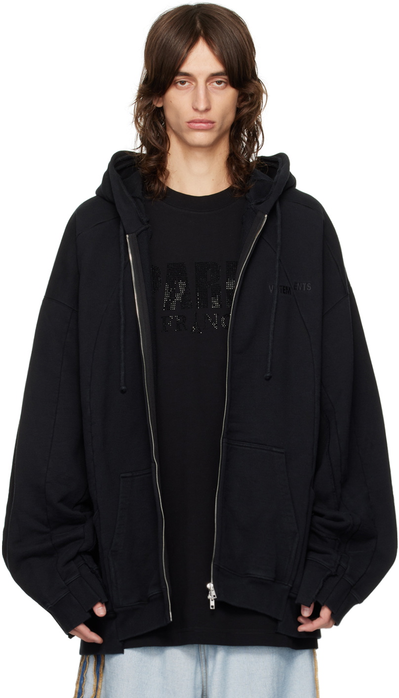 VETEMENTS Black Cut-Up Hoodie Vetements