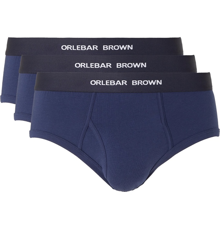 Photo: Orlebar Brown - Three-Pack Stretch-Cotton Briefs - Blue
