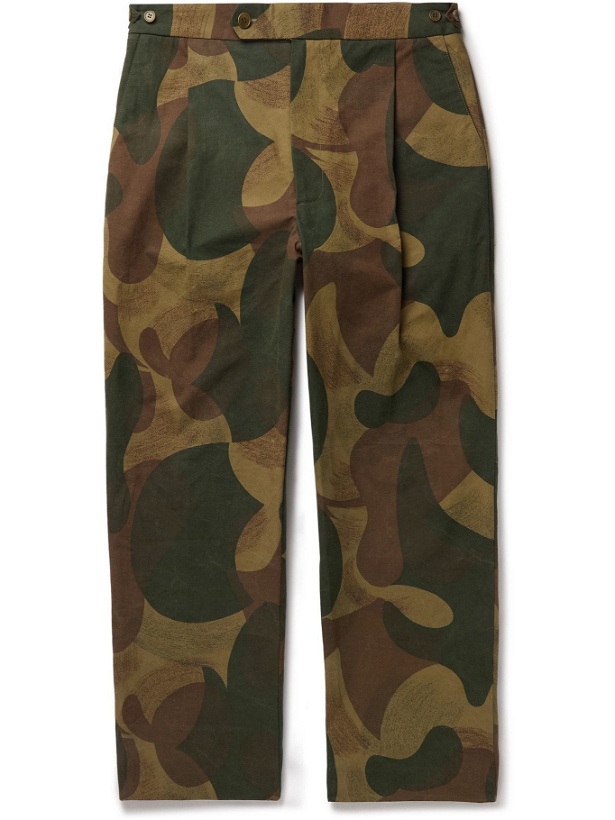 Photo: Double Eleven - Pleated Camouflage-Print Cotton-Canvas Trousers - Green