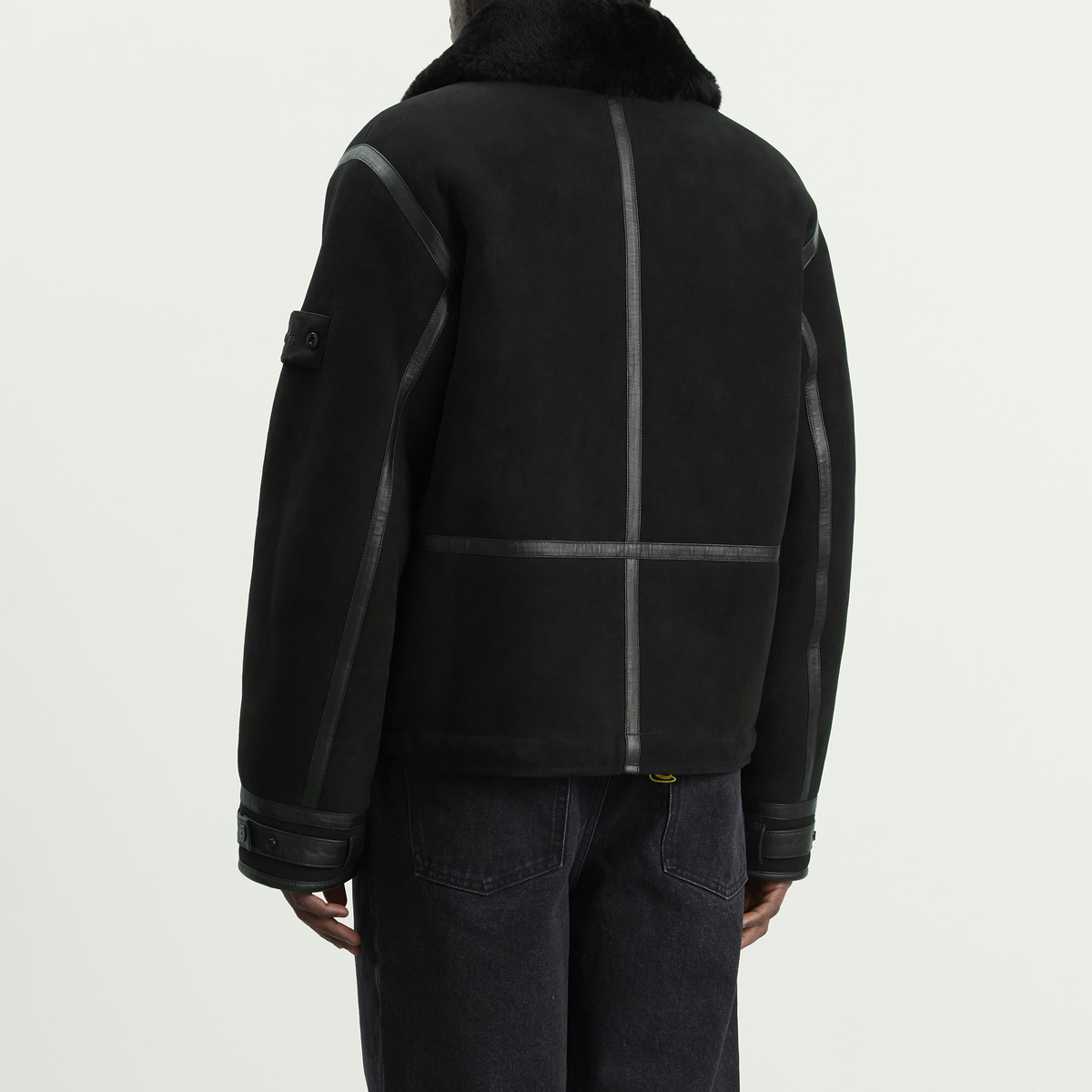 Stone Island Men's Ghost Suede Sheepskin Jacket in Black