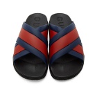 Gucci Blue and Red Agrado Slip-On Sandals