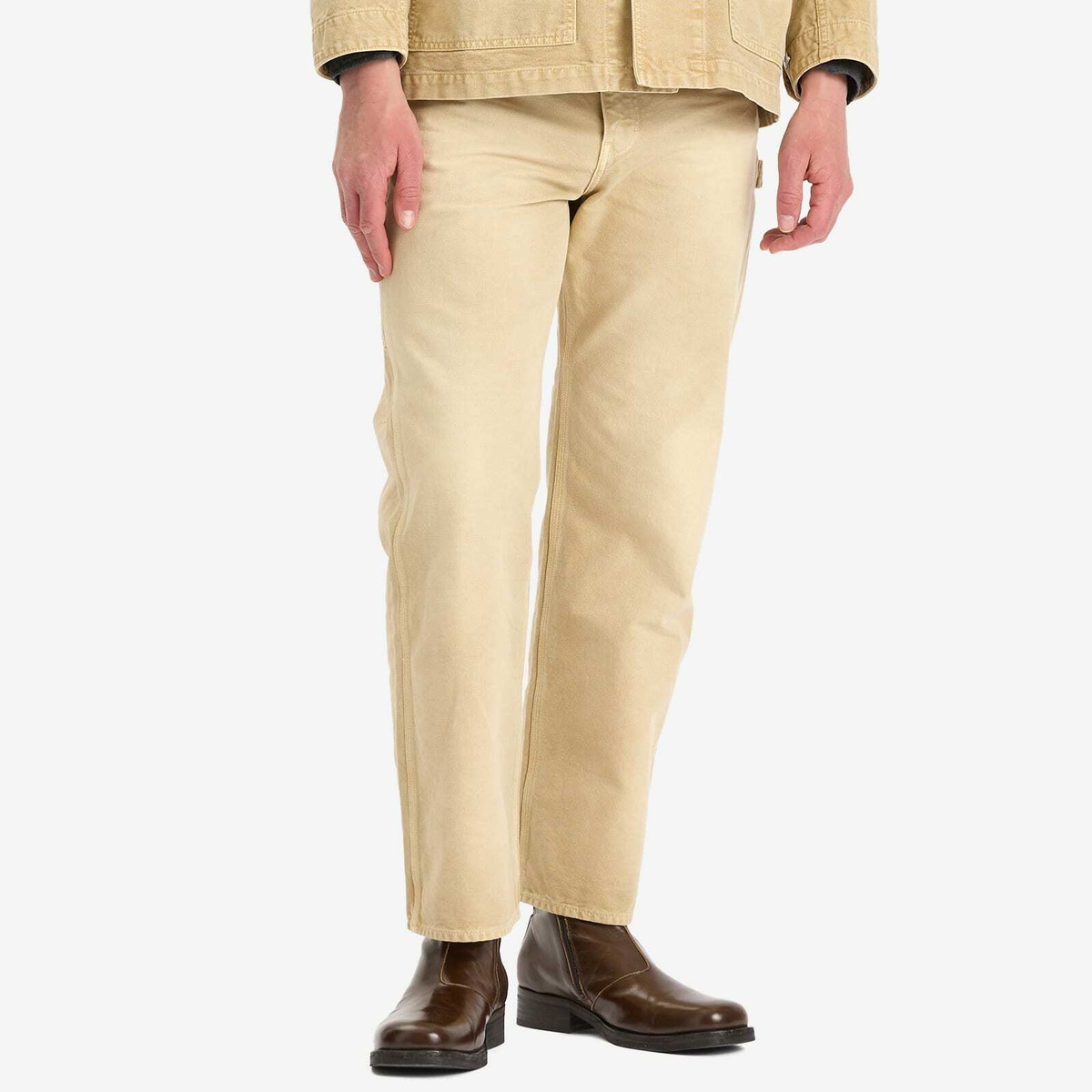 Auralee Men's Organic Cotton Duck Pants in Light Beige Auralee