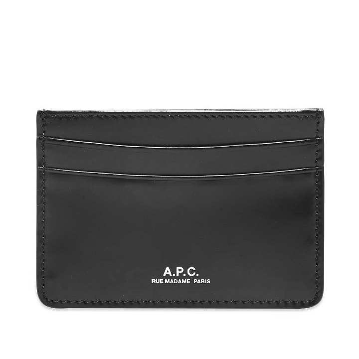 Photo: A.P.C. Men's Andre Gloss Leather Card Holder in Black