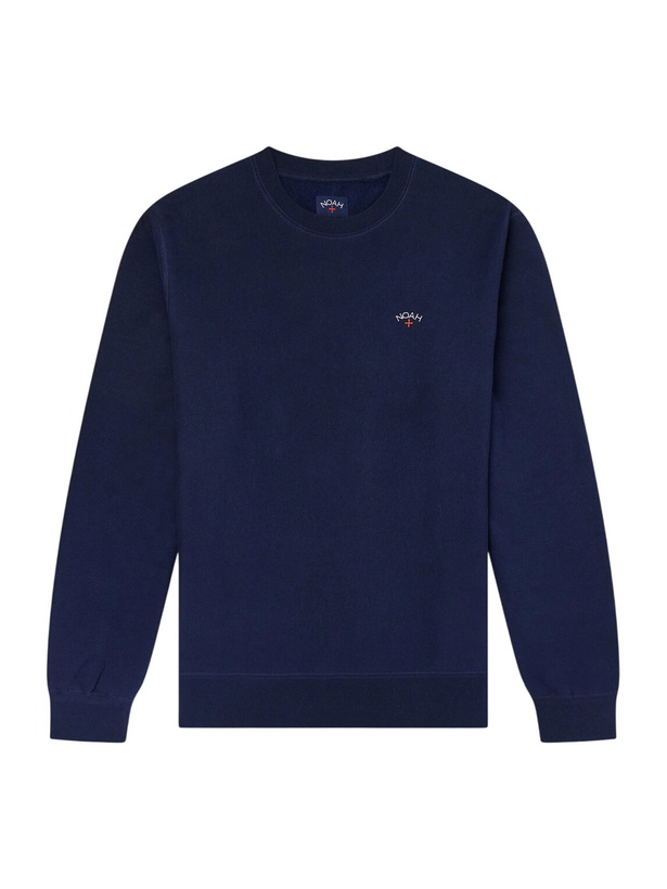 Photo: Noah - Logo-Embroidered Cotton-Jersey Sweatshirt - Blue
