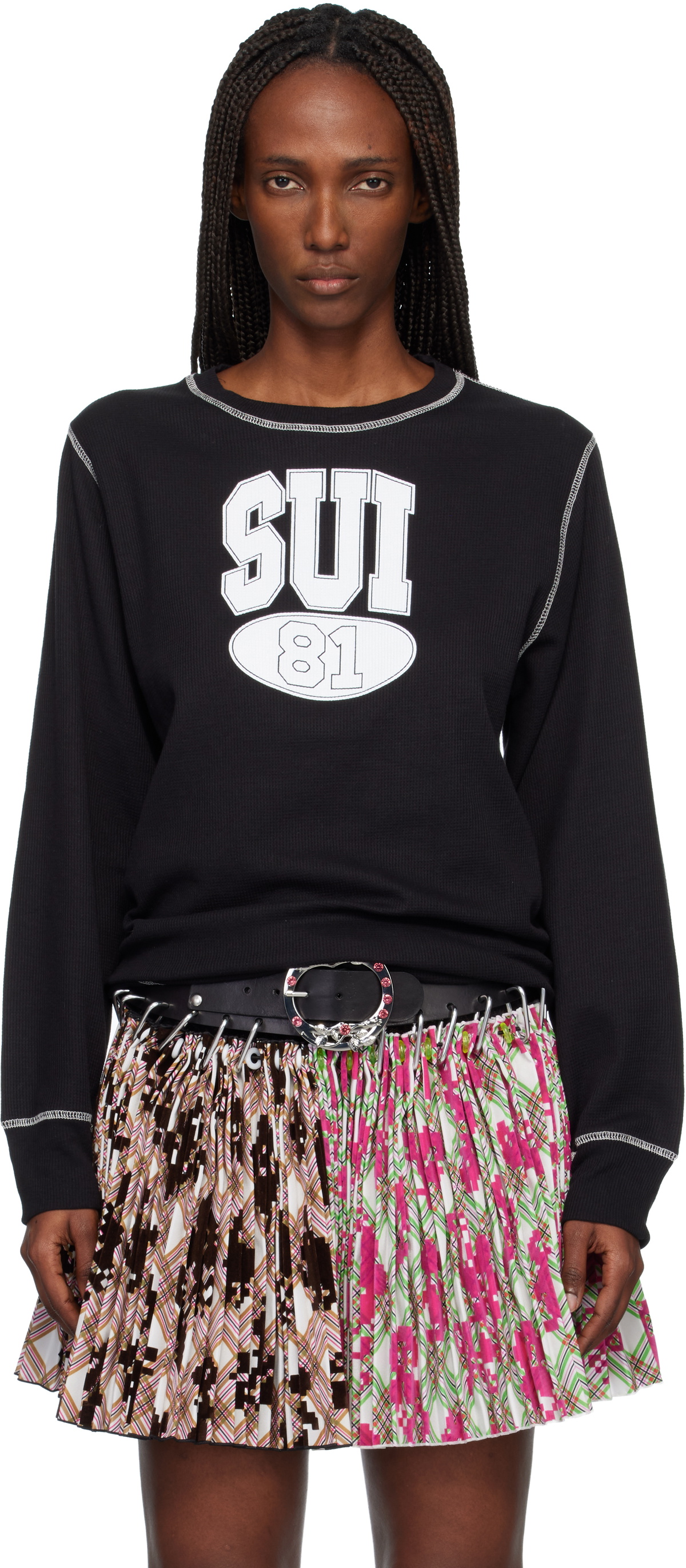 Anna Sui Black 'Sui 81' Thermal T-shirt