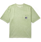 Saturdays NYC - Peace Embroidered Pigment-Dyed Cotton-Jersey T-Shirt - Green