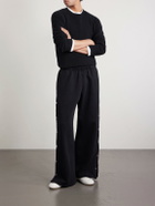 Les Tien - Wide-Leg Fleece-Back Cotton-Jersey Sweatpants - Black