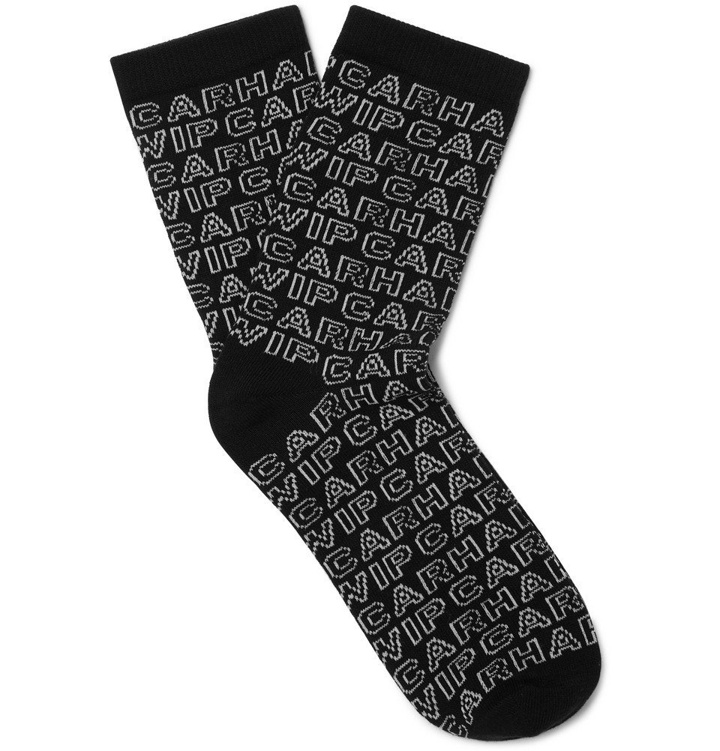 Photo: Carhartt WIP - Typo Logo-Jacquard Stretch Cotton-Blend Socks - Black