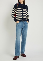 Frame Striped Cotton Cardigan Navy