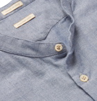 Massimo Alba - Grandad-Collar Cotton-Twill Shirt - Men - Blue