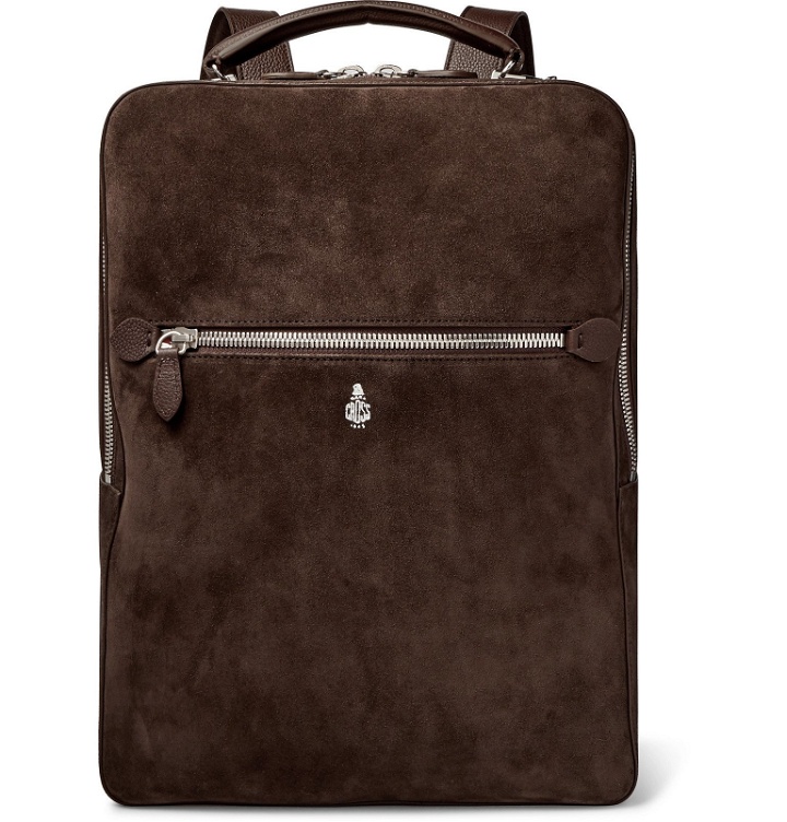 Photo: Mark Cross - Alexander Leather-Trimmed Suede Backpack - Brown