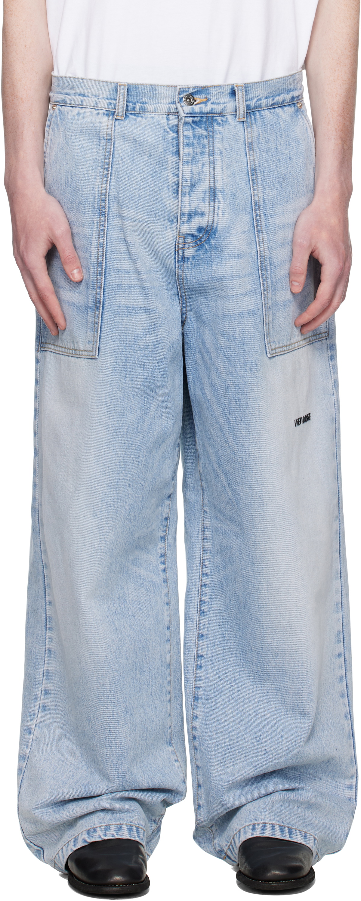 We11done Black Denim Destroyed Jeans We11done