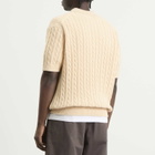Beams Plus Men's Cable Knit Polo in Beige