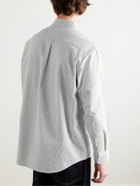 FrizmWORKS - Button-Down Collar Striped Cotton-Blend Oxford Shirt - Gray