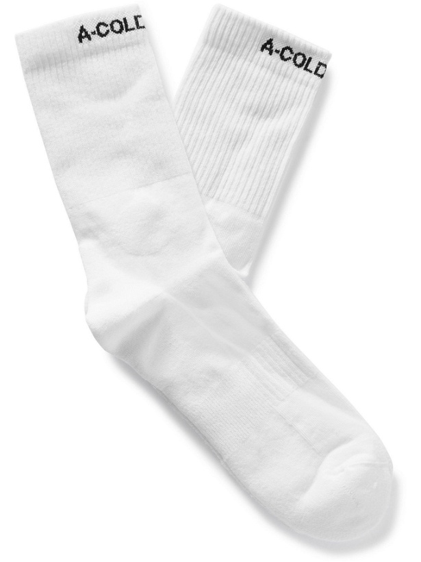 Photo: A-COLD-WALL* - Asterix Logo-Intarsia Ribbed Stretch Cotton-Blend Socks
