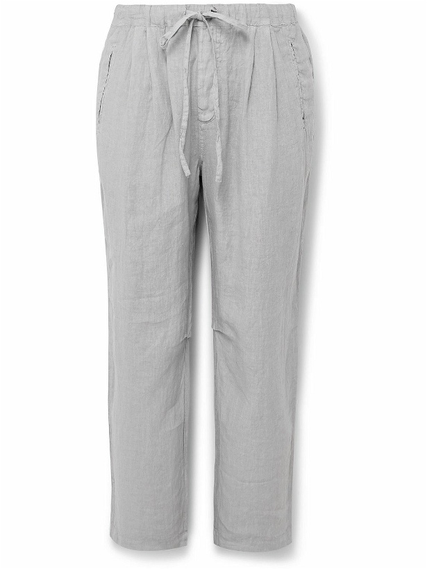 Photo: Massimo Alba - Key West Straight-Leg Pleated Linen Drawstring Trousers - Gray