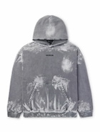 Balenciaga - Logo-Print Distressed Paint-Splattered Cotton-Jersey Hoodie - Gray