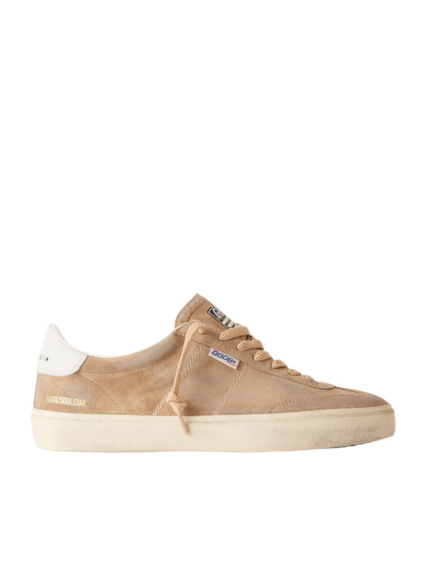 Photo: Golden Goose - Super-Star Distressed Leather-Trimmed Suede Sneakers - Brown