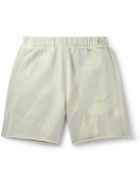 HAYDENSHAPES - Volume Wide-Leg Distressed Logo-Embroidered Printed Cotton-Jersey Shorts - Neutrals