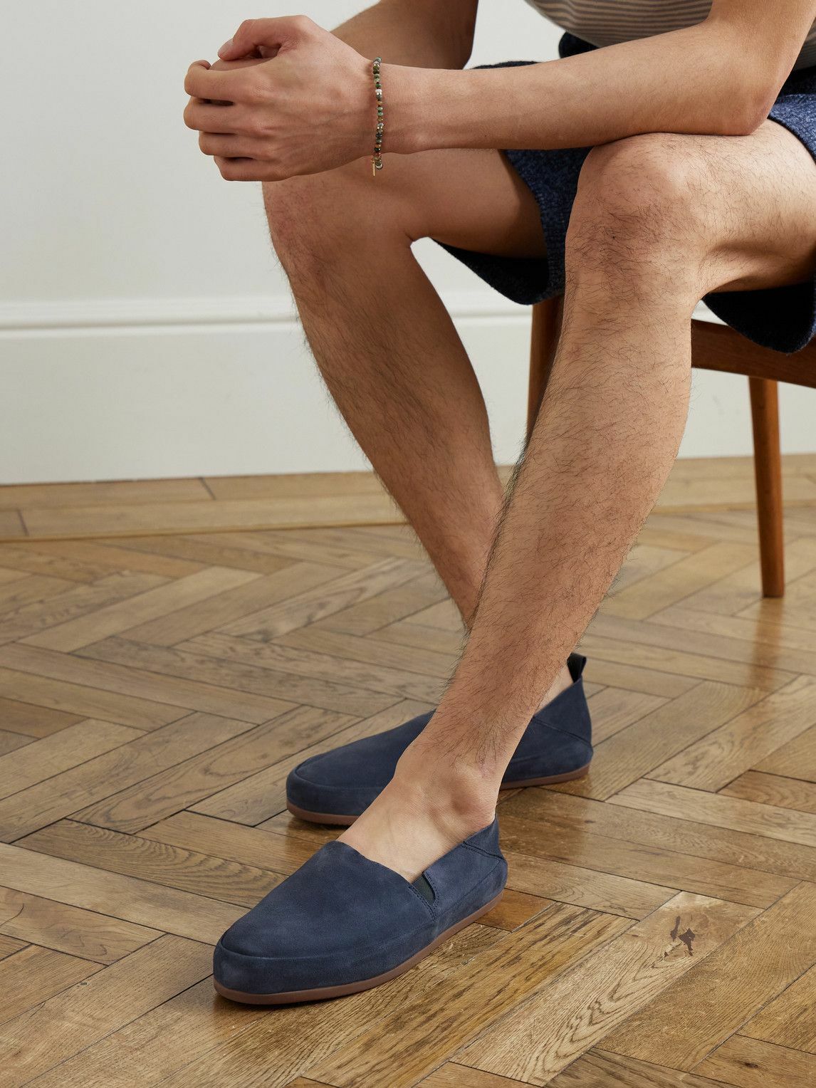 Mulo - Collapsible-Heel Suede Loafers - Blue
