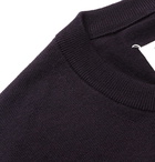 Maison Margiela - Suede Elbow-Patch Cotton and Wool-Blend Sweater - Navy