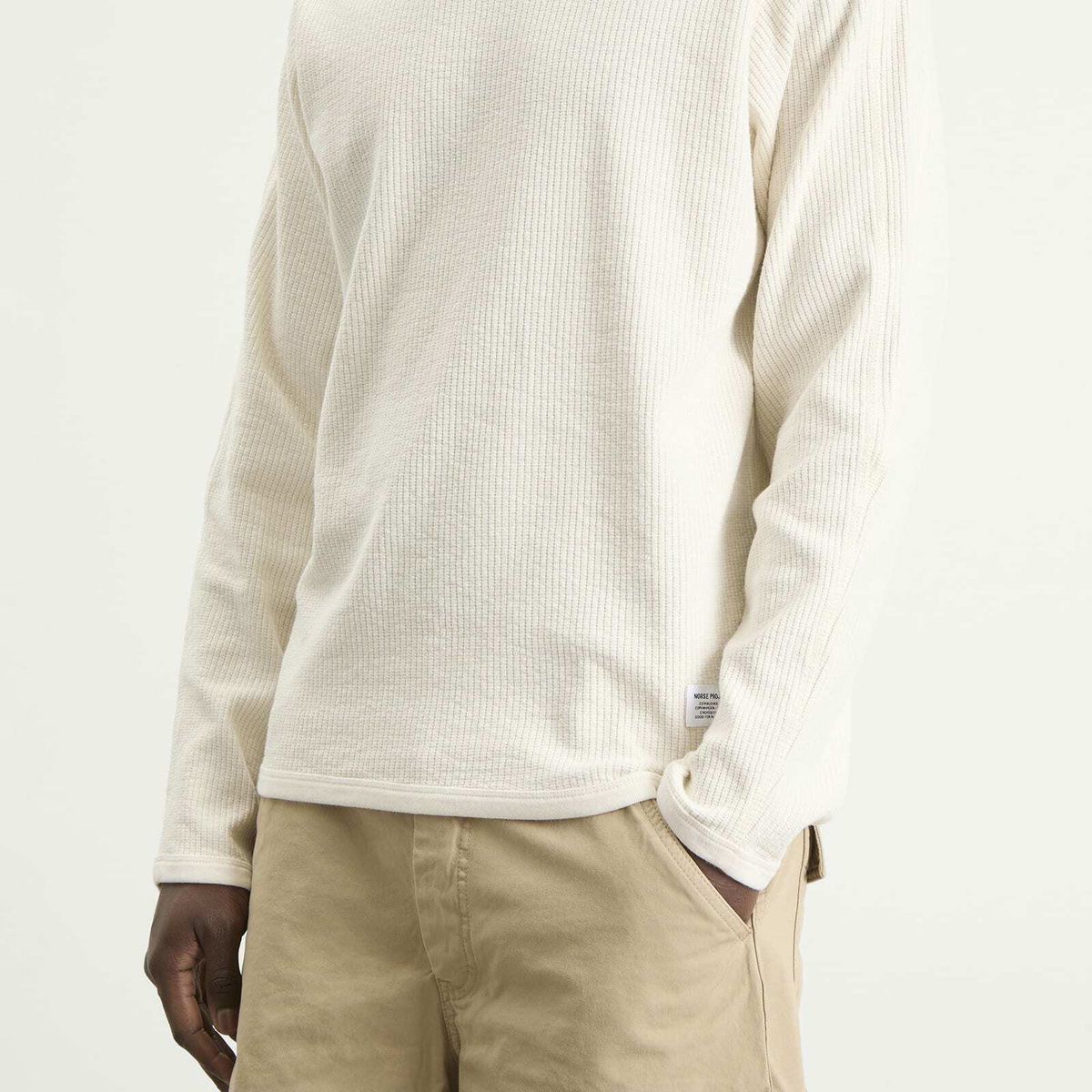 Norse Projects Men's Stevns Military Rib Long Sleeve T-Shirt in Ecru