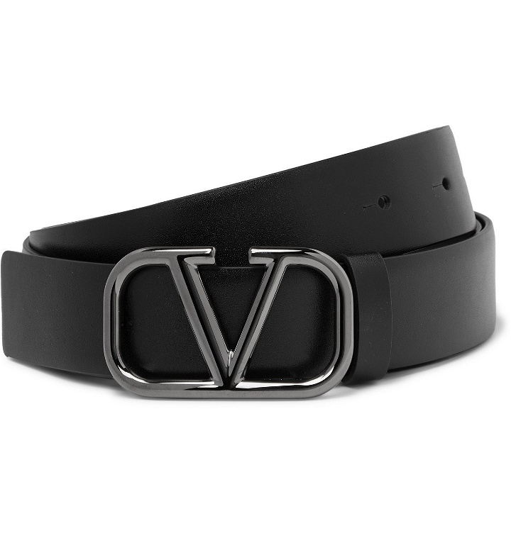 Photo: Valentino - 3cm Logo-Embellished Leather Belt - Black