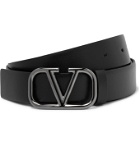 Valentino - 3cm Logo-Embellished Leather Belt - Black