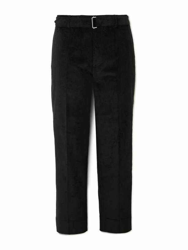 Photo: Officine Générale - Hoche Belted Straight-Leg Cotton-Blend Corduroy Trousers - Black