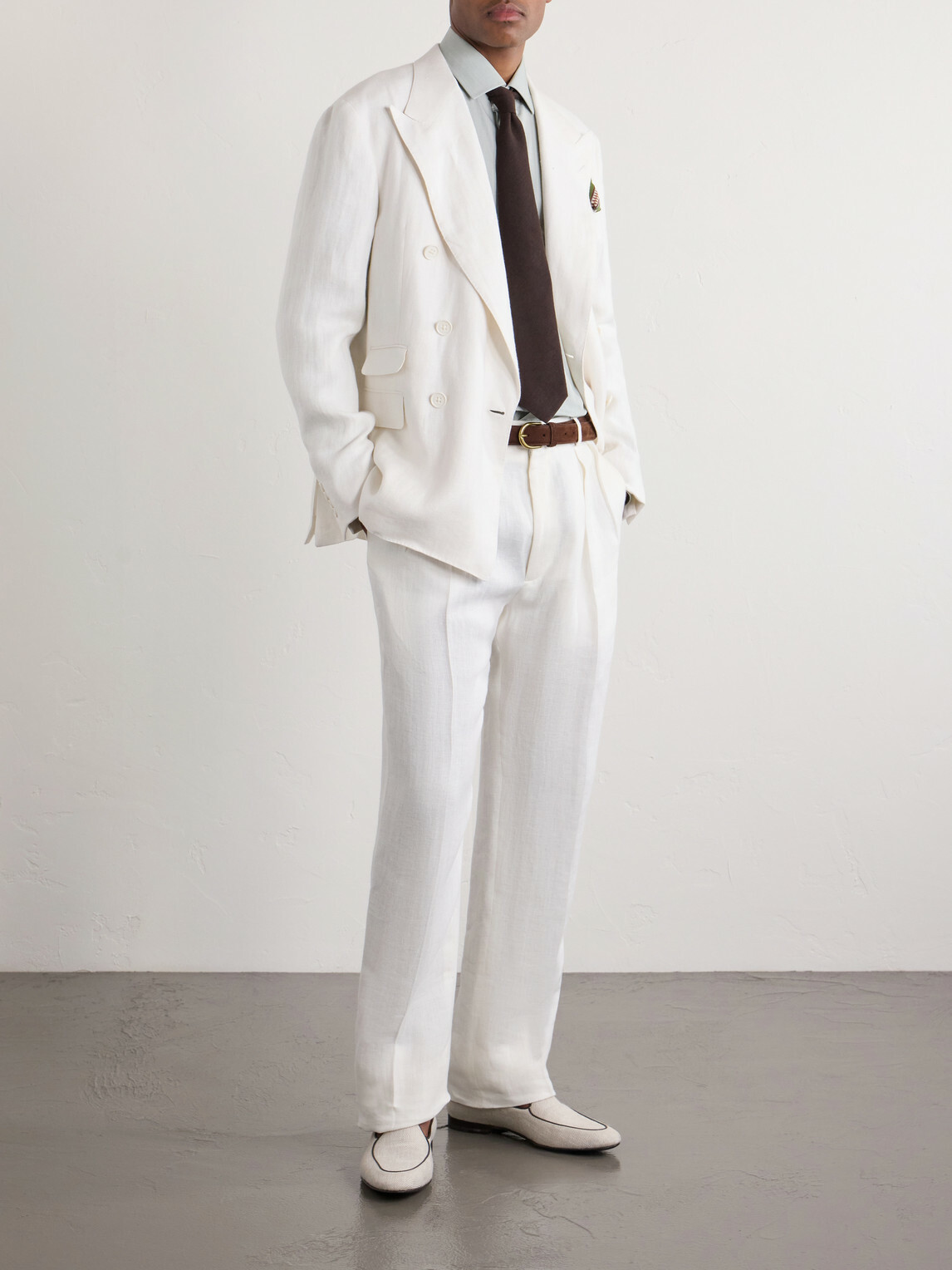 Ralph Lauren Purple label - Double-Breasted Herringbone Linen Suit