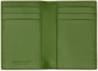 Bottega Veneta Beige & Green Flap Card Holder
